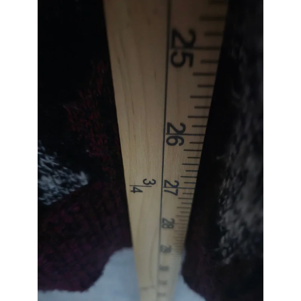 Le Tigre Vintage Mens Big Man Geometric Cardigan Sweater Burgundy Black 1X USA